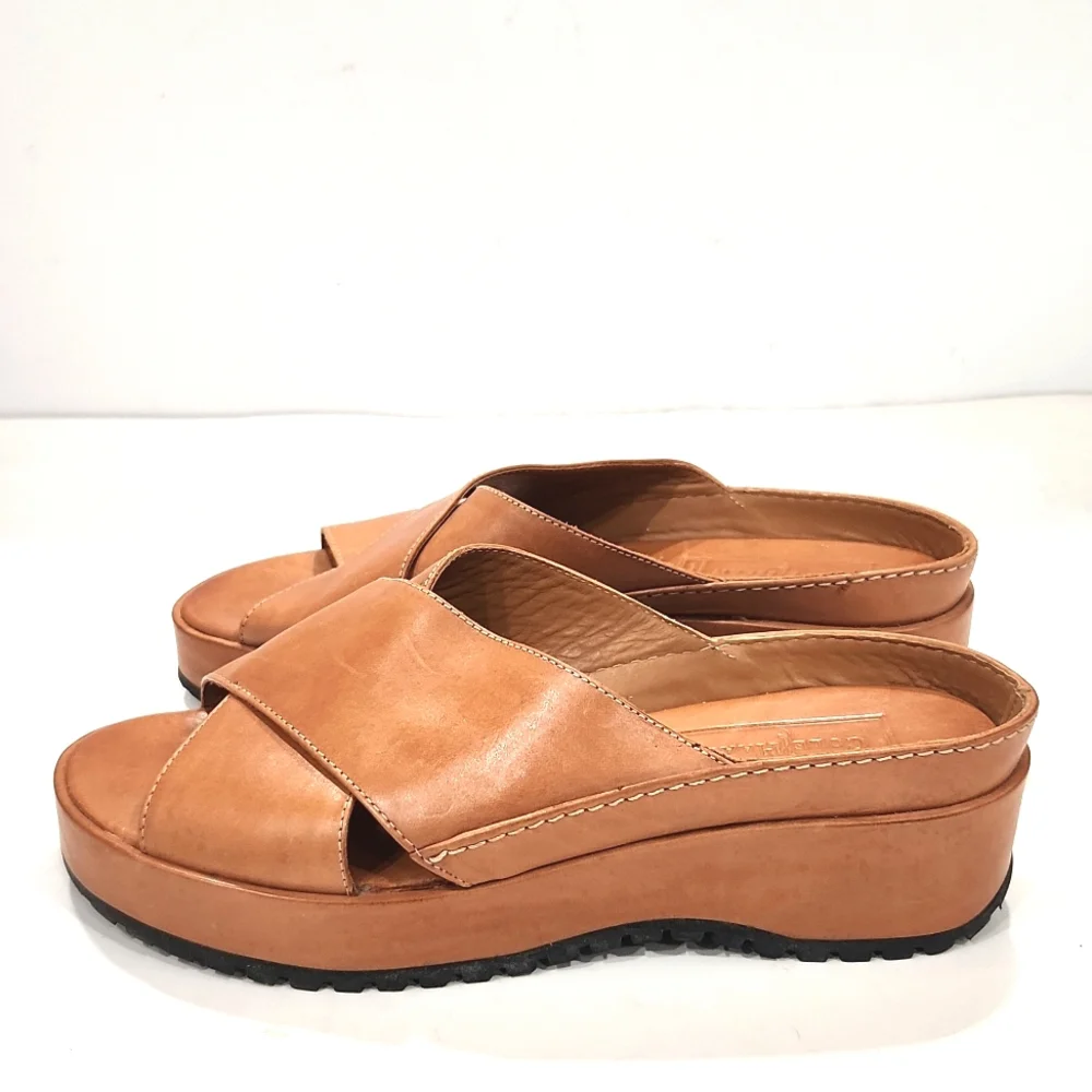 Cole Haan Genuine Leather Criss Cross Slides Women's Size 6 B Like New!!